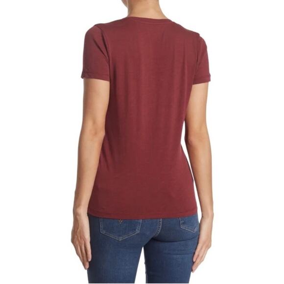 Madewell Dusky Burgundy V-Neck Slub Cotton Tee XXS NWT - Picture 2 of 7
